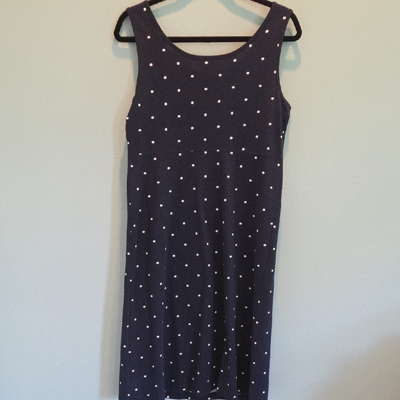 Style Studio Navy and White Polka Dot Midi Dress Women's Medium Made in The USA - Picture 5 of 9